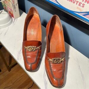 Bruno magli Leather Loafers with horseshoe bits high heels